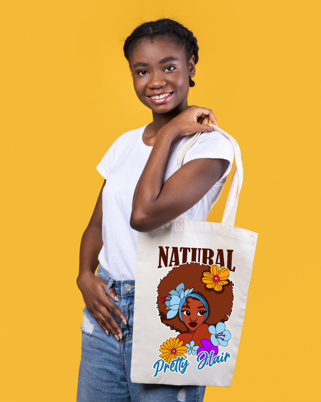 Natural Pretty Hair Afro Tote Bag
