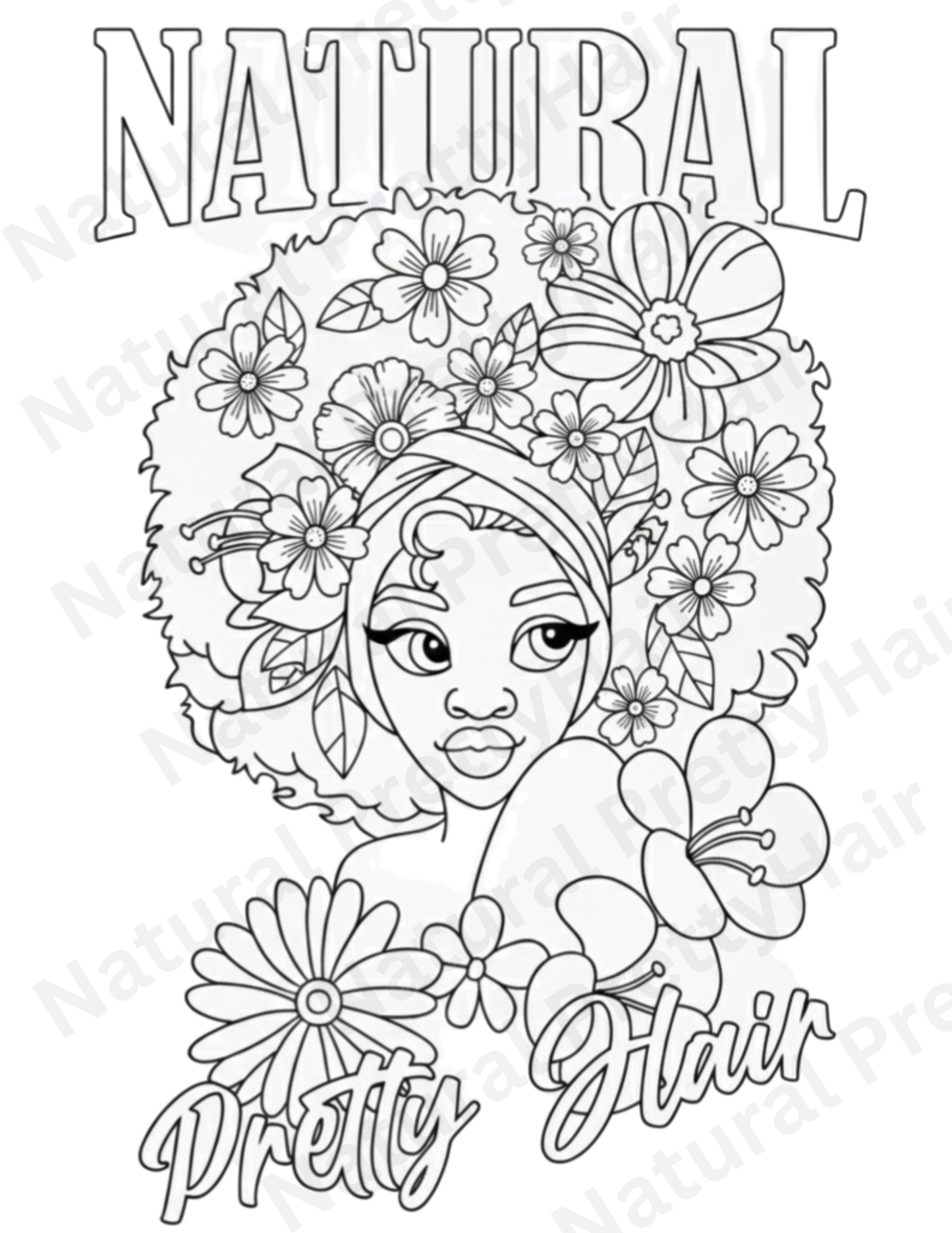 Natural Pretty Hair Printable Coloring Page
