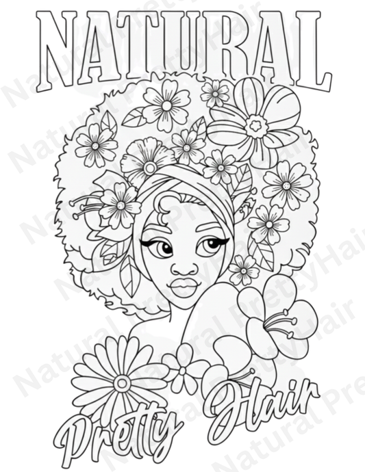 Natural Pretty Hair Printable Coloring Page