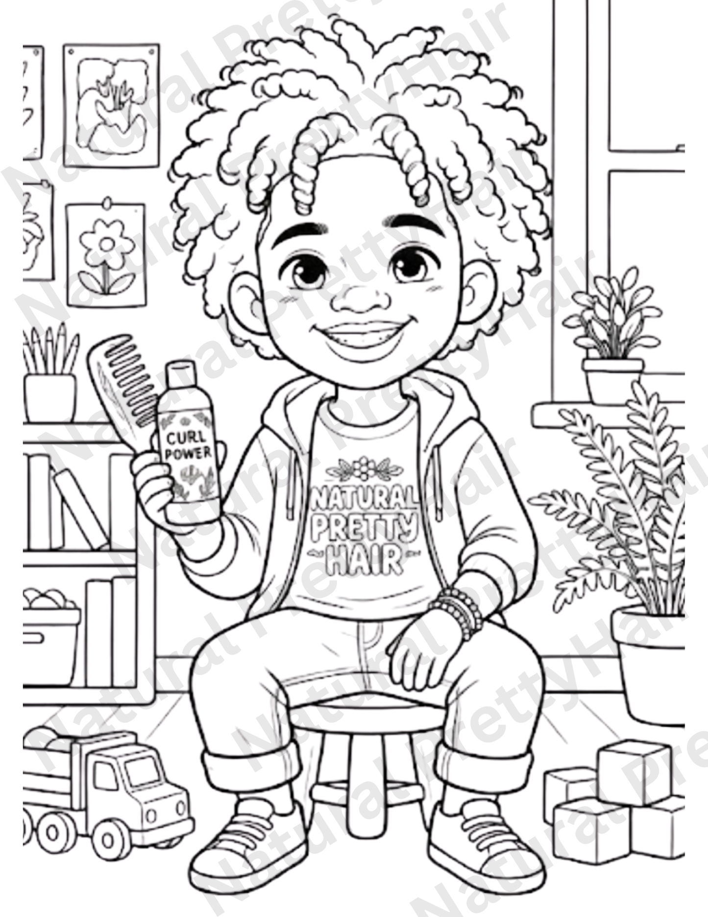 Natural Hair, Don't Care Printable Coloring Page