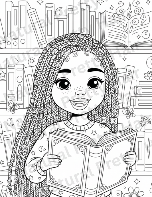 Natural Pretty Hair Braided Printable Coloring Page